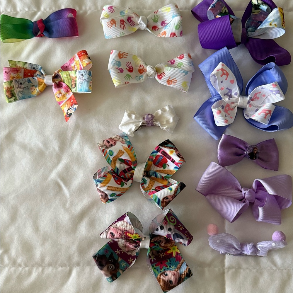 Purple Hair Bows Set